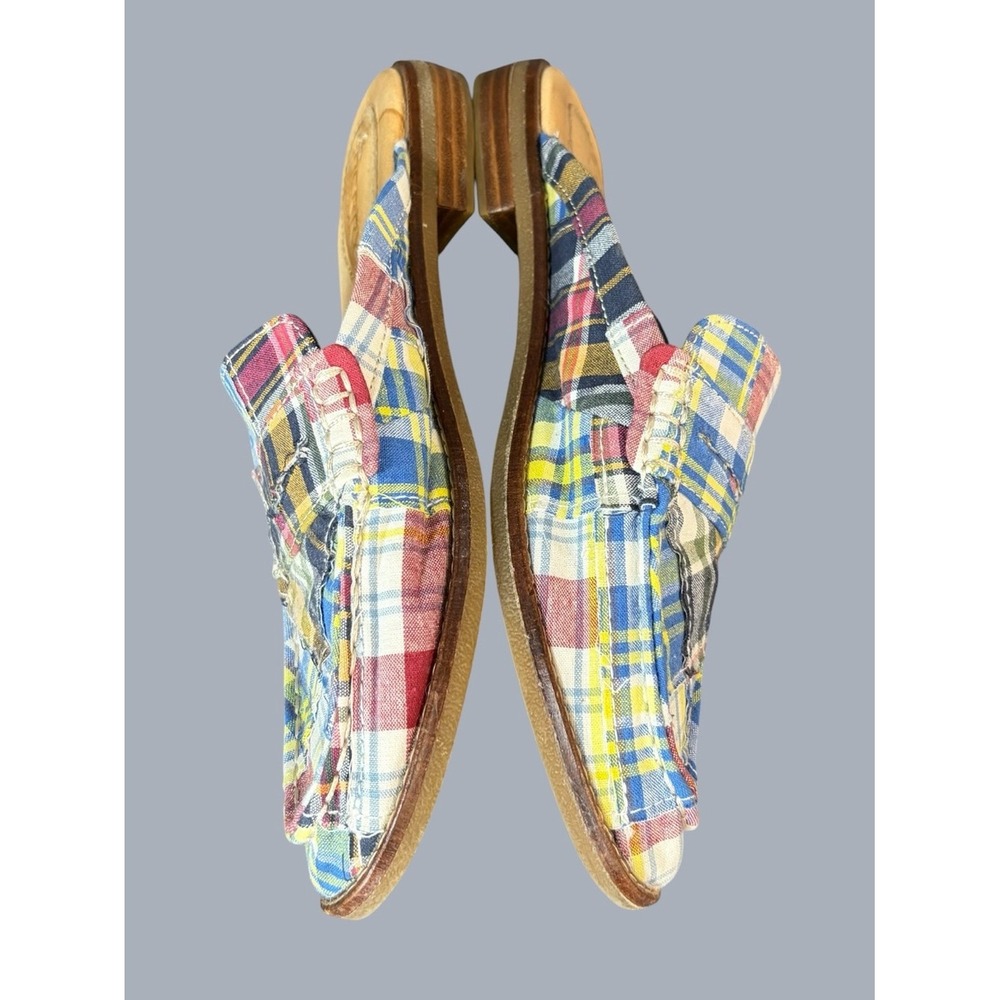 Sperry Seaport Penny Mules Womens 8 Multi Madras Plaid Patchwork Loafers Slip On - Picture 4 of 12